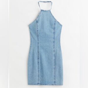 NWT H&M Light Blue Denim Halter Dress